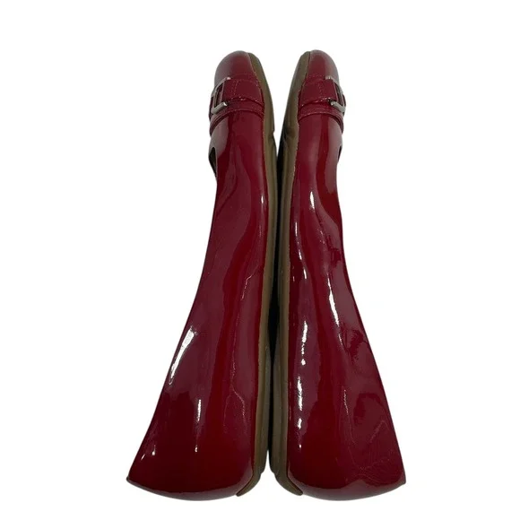 Cole Haan Red Patent Leather Ballet Flats Buckle Detail Shoes Nike Air Sole 7.5 - Picture 5 of 10